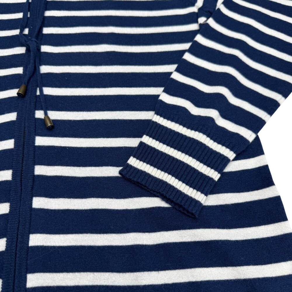 Joie Women's Wool Silk Blue White Striped Full Zip Hoodie Jacket, Size L - Picture 3 of 7